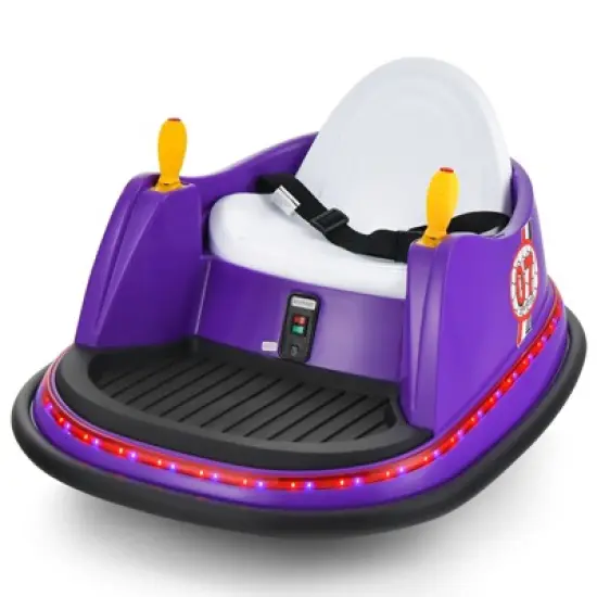 Costway 12V Vehicle 360&deg; Spin Race Toy Kids Ride On Bumper Car w/ Remote Control Purple/Blue/Red/Pink image {12}