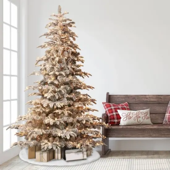 7.5ft Pre-lit Artificial Christmas Tree Flocked Full Alaskan Fir image {4}