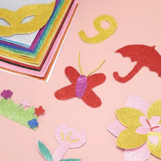 Unique Bargains EVA Shiny Powder DIY Craft Adhesive Foam Sheets 0.08" Thick 10 Pcs image {2}