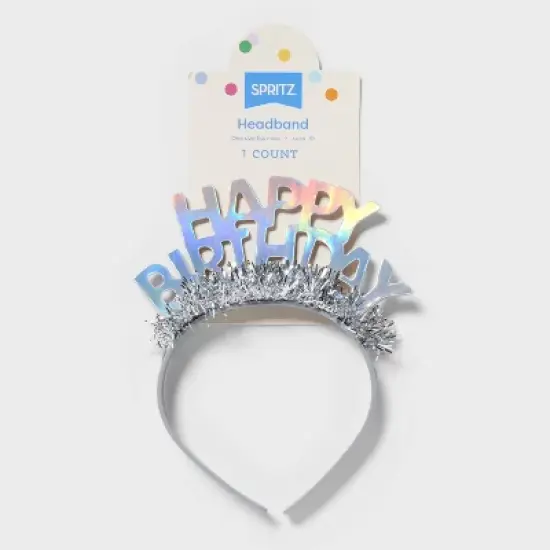 "Happy Birthday" Party Headband Silver - Spritz&trade; image {3}
