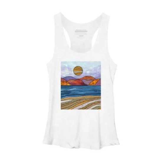 Women's Design By Humans Beach Landscape Stain Glass By Maryedenoa Racerback Tank Top image {8}