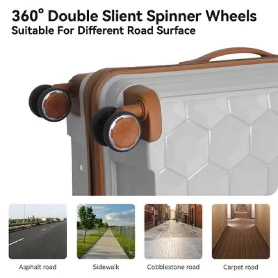 NAYSAYE Luggage PP Hardshell 3 Piece Spinner Set with TSA Lock for Carry On and Checked Luggage, Gray, 20.08"*11.81"*30.12" image {1}