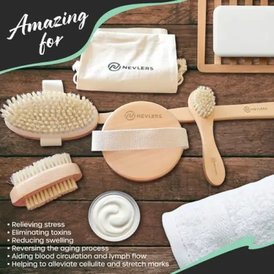 Nevlers Boar Bristle Exfoliating Dry Body Brush Set image {6}