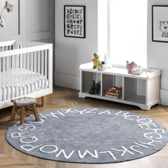nuLOOM Kids Washable Round Alphabet Rug image {1}