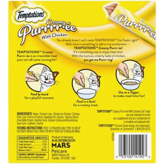 Temptations Creamy Puree with Chicken Lickable Squeezable Adult Cat Treats image {2}
