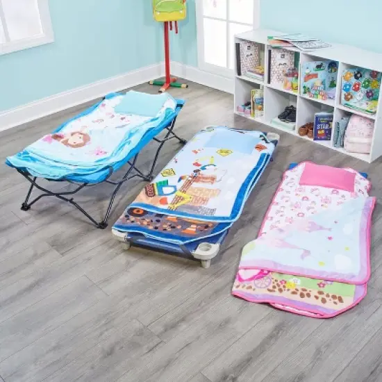 EVERYDAY KIDS Princess Toddler Cot Nap Mat for Home, Daycare, Preschool ; Easy to Roll Sleeping Mat with Elastic Straps, Pillow and Blanket image {1}