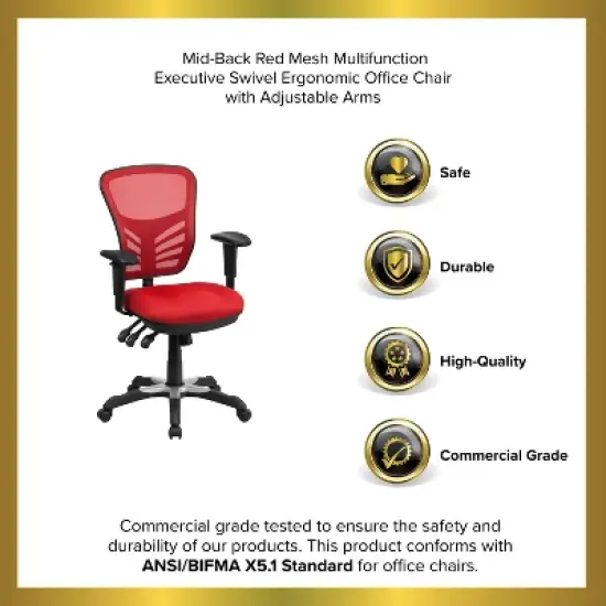 Emma and Oliver Mid-Back Mesh Triple Paddle Swivel Ergonomic Office Chair with Adjustable Arms image {10}