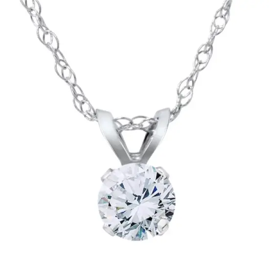 Pompeii3 1/2ct Solitaire Round Diamond Pendant 14K White Gold image {1}