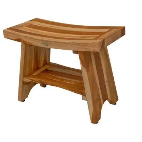 EcoDecors&reg; Serenity&reg; 24" Teak Wood Shower Bench with Shelf in EarthyTeak Finish image {9}