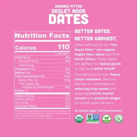 Mavuno Harvest Organic Pitted Dates Snacks, a Vegan & Gluten Free Healthy Snack with No Preservatives or Added Sugars image {4}