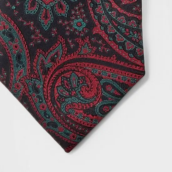 Men's Paisley Print Neck Tie - Goodfellow & Co&trade; Burgundy One Size image {2}