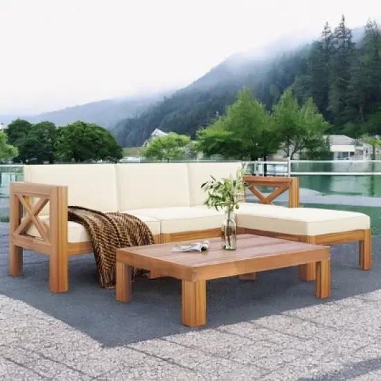 Mshliw 5-Piece Outdoor Sectional Sofa Set with Cushions, and Tea Table &ndash; Stylish Patio Seating for Garden, Deck, or Balcony image {15}