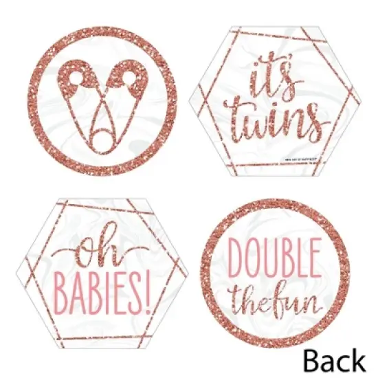 Big Dot of Happiness It's Twin Girls - Decorations DIY Pink and Rose Gold Twins Baby Shower Essentials - Set of 20 image {2}