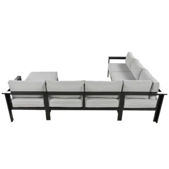 4-Piece Outdoor Patio Conversation Set With Cushions, Metal Modular Sofa Set 4W - ModernLuxe image {6}