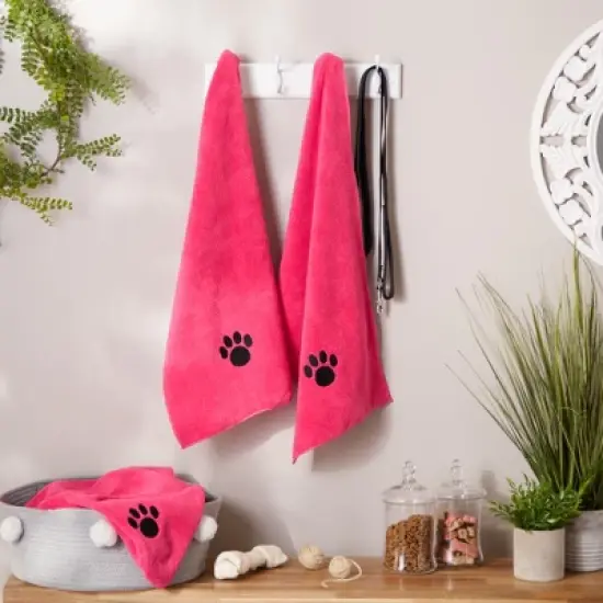 Dii Raspberry Sorbet - Embroidered Paw Small Pet Towel Set/3 image {3}