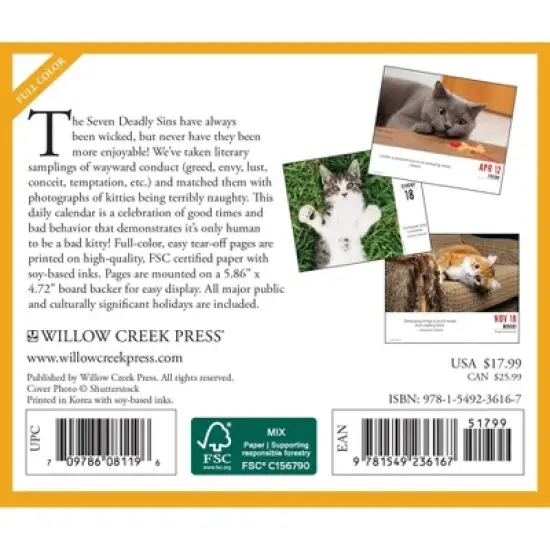 Willow Creek Press 2024 Daily Desk Calendar 5.2"x6.2" Bad Kitties image {1}