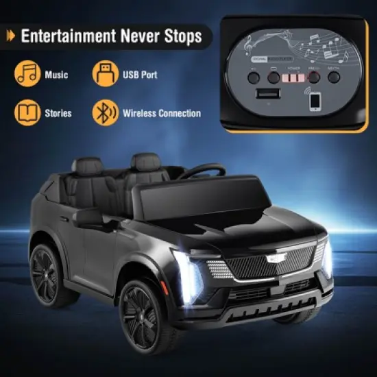 Costway 2 Seater Ride on Truck with Remote Control 3 Speeds LED Lights Horn Music Story Black/Pink/White image {5}