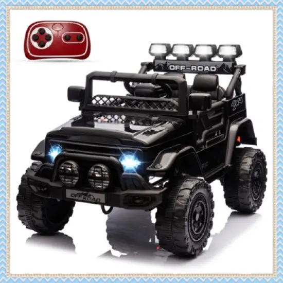 12V Kids Ride On Car, Electric Truck Ride On Toys with 5MPH Max Speed, Remote Control, LED Lights, and Music for Kids Gifts image {7}
