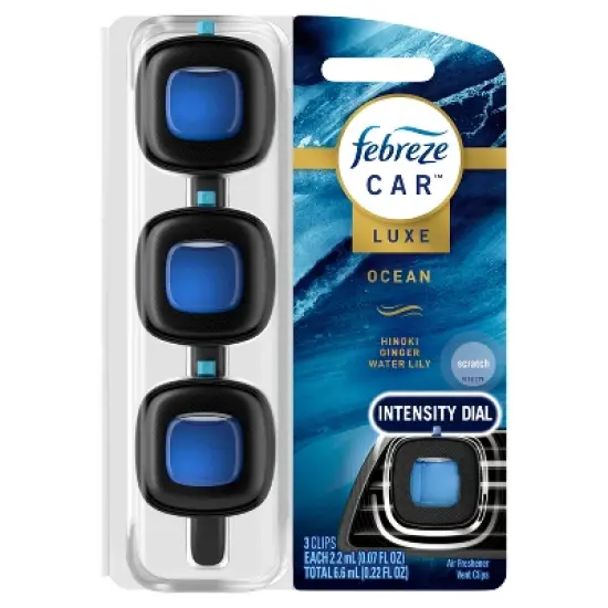 Febreze Car Air Freshener Vent Clip - Ocean  - 0.22 fl oz/3pk image {1}