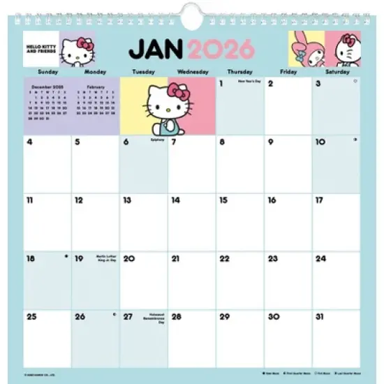 Trends International 2026 Hello Kitty and Friends Spiral 12"x12.25" Wall Calendar image {1}