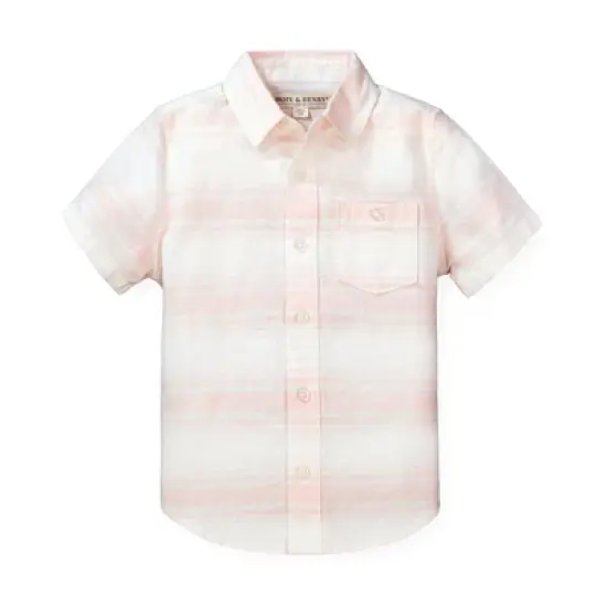 Hope & Henry Boys' Linen Short Sleeve Button Down Shirt, Kids image {15}