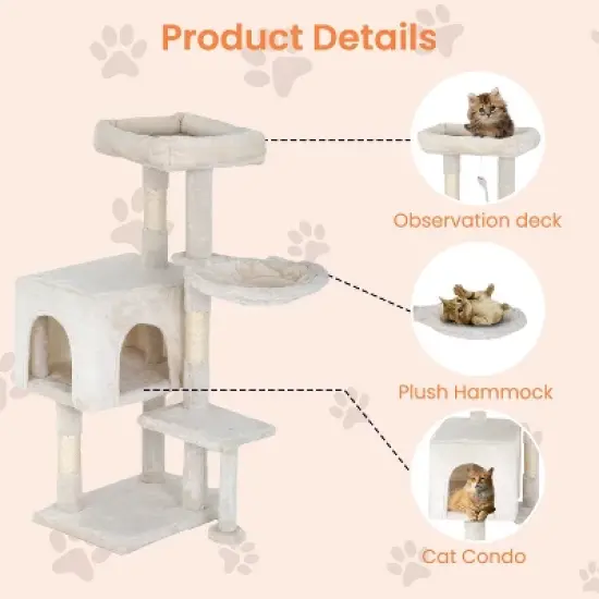 FDW Multi-Functional Cat Tree for Climbing Scratching and Resting Cat Tower for Indoor Cats with Cat Scratching Post Cat Condo Furniture image {2}