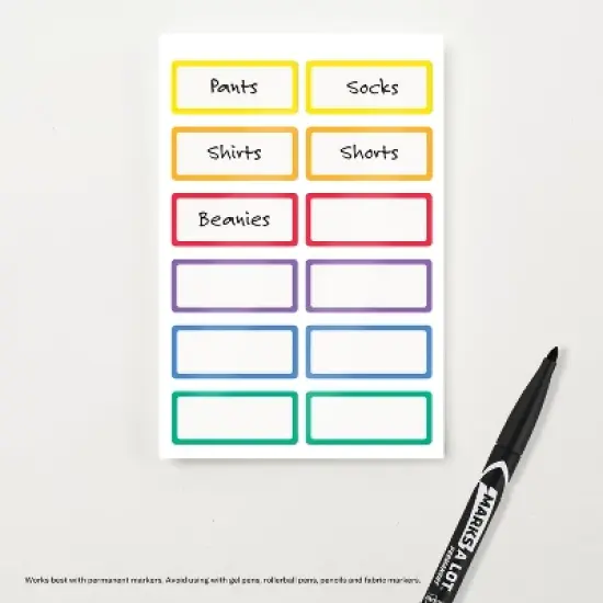 Avery No-Iron Fabric Name Labels, Rainbow Borders Preprinted Designs, Handwrite-Only, 24 Preprinted Labels (40706) image {4}