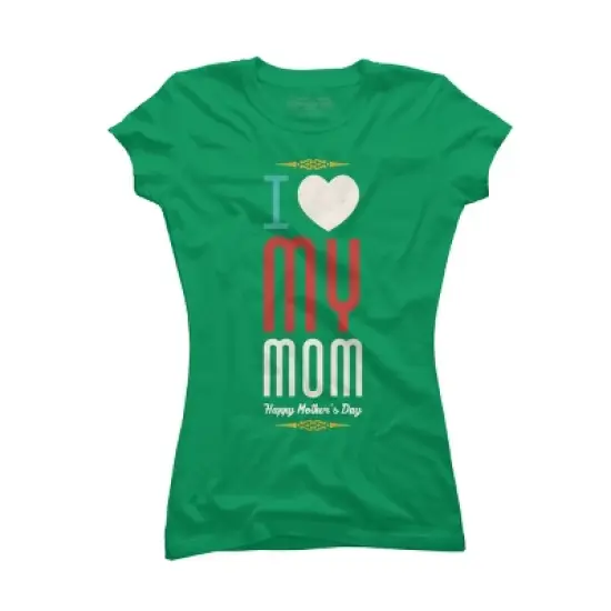 Junior's Design By Humans Mother's Day I Love My Mom By tmsarts T-Shirt image {6}