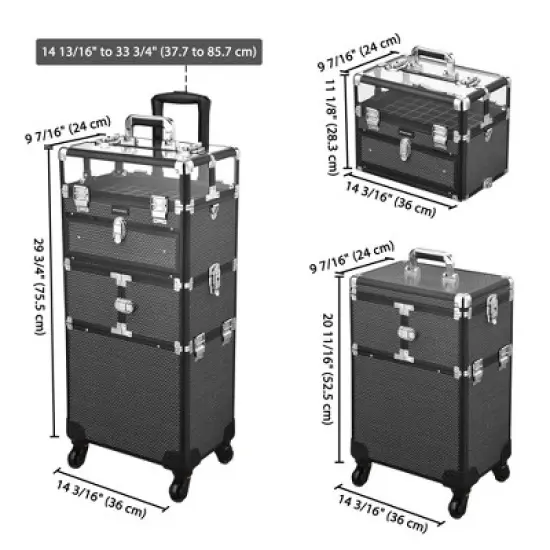 Byootique 2in1 Nail Polish Organizer Rolling Makeup Train Case image {8}