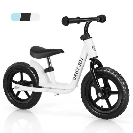 Babyjoy 11'' Kids Balance Bike w/ Footrest No Pedal Toddler Training Bike White\Blue\Black image {12}