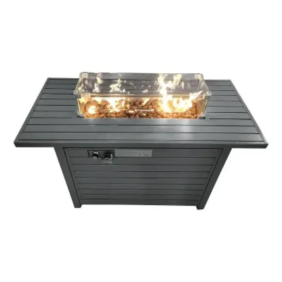 42" W x 25" H Steel Outdoor Fire Pit Table with Lid and Push-Button Ignition image {1}