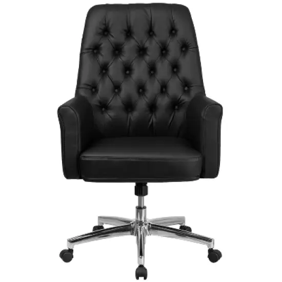 Flash Furniture Mid-Back Traditional Tufted LeatherSoft Executive Swivel Office Chair with Arms image {8}