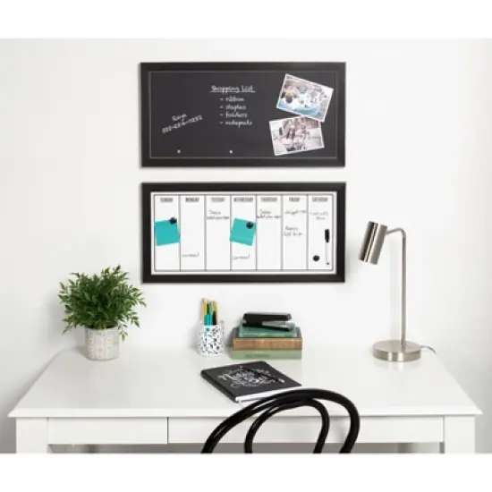 13" x 26" Wyeth Framed Magnetic Dry Erase Weekly Calendar Black - DesignOvation image {6}