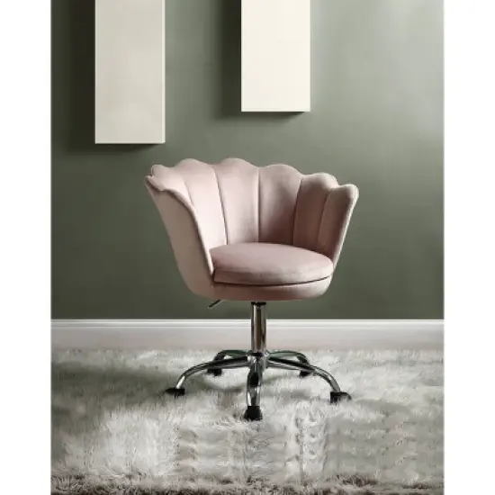 28" Micco Office Chair Rose Quartz Velvet/Chrome - Acme Furniture image {1}