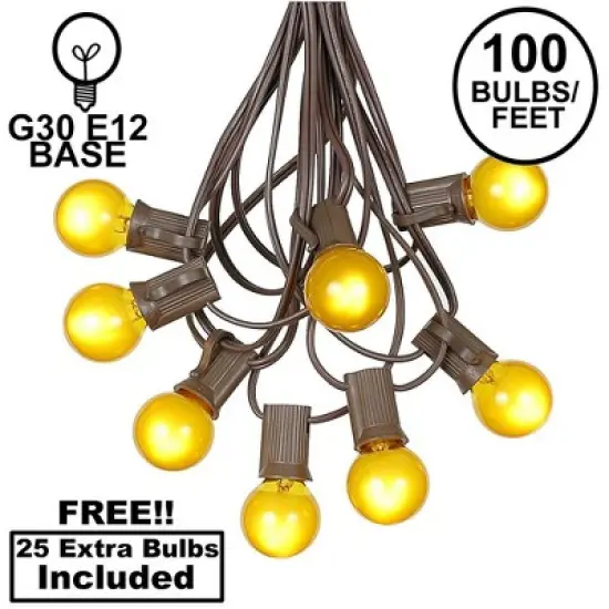 Novelty Lights 100 Feet G30 Globe Outdoor Patio String Lights, Brown Wire image {12}