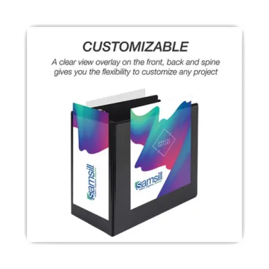 Samsill Nonstick D-Ring View Binder, 3 Rings, 6" Capacity, 11 x 8.5, Black image {3}