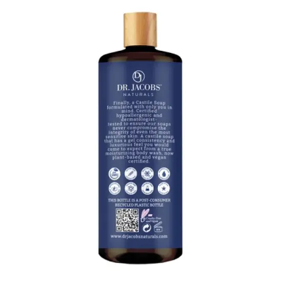 DR.JACOBS NATURALS Natural Plant-Based Castile Peppermint Body Wash-Hypoallergenic-Dermatologist tested-Sulfate-Free image {1}