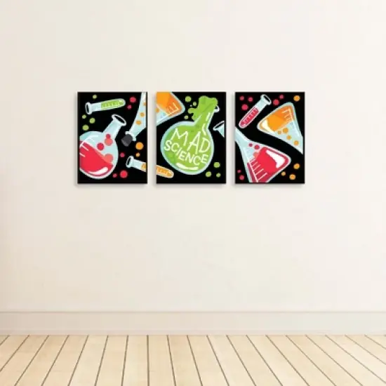 Big Dot of Happiness Scientist Lab - Baby Boy Nursery Wall Art and Mad Science Kids Room Decor - 7.5 x 10 inches - Set of 3 Prints image {1}
