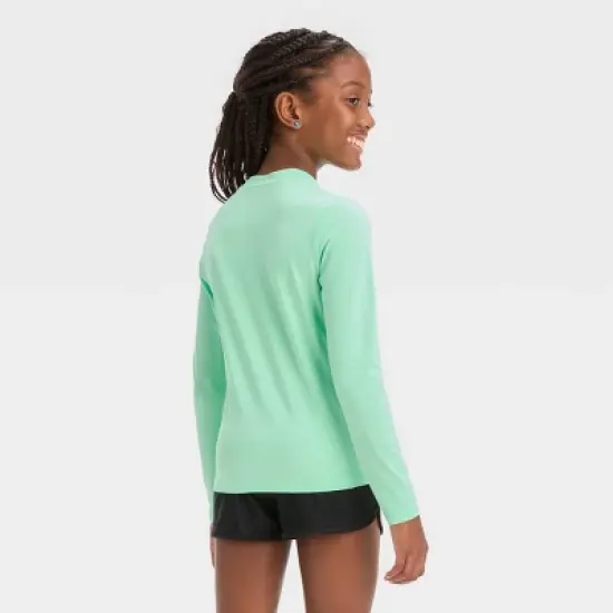 Girls' Rainbow Printed Rash Guard Swim Top - Cat & Jack&trade; Green image {2}