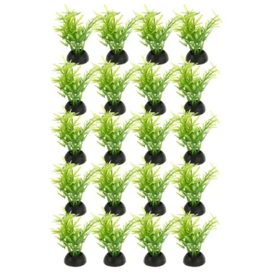 Unique Bargains Aquarium Plastic Plants for Fish Tank Landscape Decoration Green 1.97" Height 20 Pcs image {6}