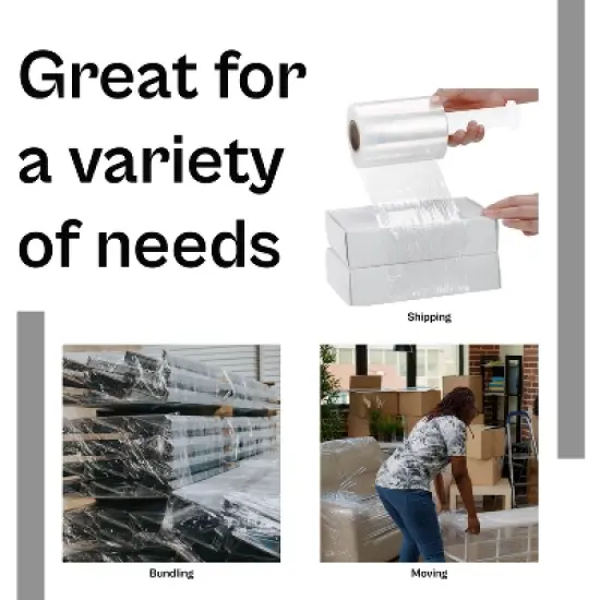 PSBM 18 Rolls Cast Hand Stretch Wrap 3" x 600' 120 Gauge Plastic Bundling Shrink Film image {7}