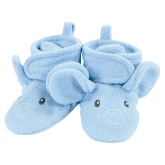 Hudson Baby Infant Boy Animal Fleece Booties 2-Pack, Blue Elephant Hippo image {2}