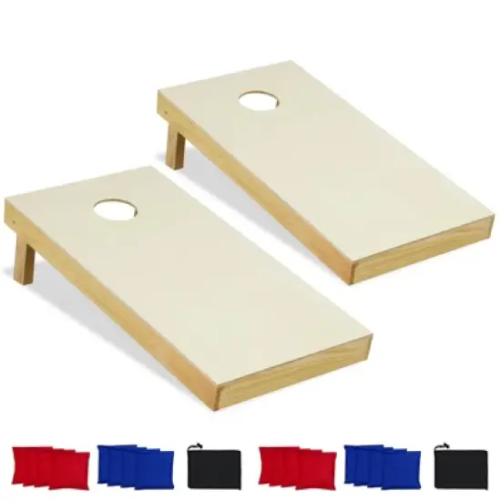 Costway 1/2 PCS 4'x2' Portable Corn Hole Game Board Includes 8 Bean Bags Solid Wood image {11}