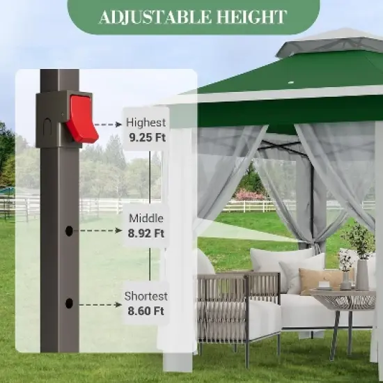 13x13 Pop-Up Gazebo, Hexagon Canopy Tent with Mosquito Net, 6-Sided Canopy Outdoor Gazebo for Backyard & Patio Furniture, Large Shade Tent image {6}