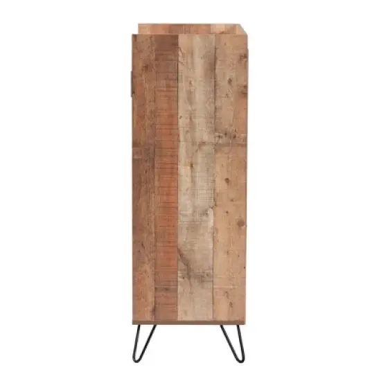 Mathis Wood and Wine Cabinet Brown/Gold - Baxton Studio image {4}