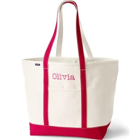 Lands' End Open Top Long Handle Canvas Tote Bag image {8}