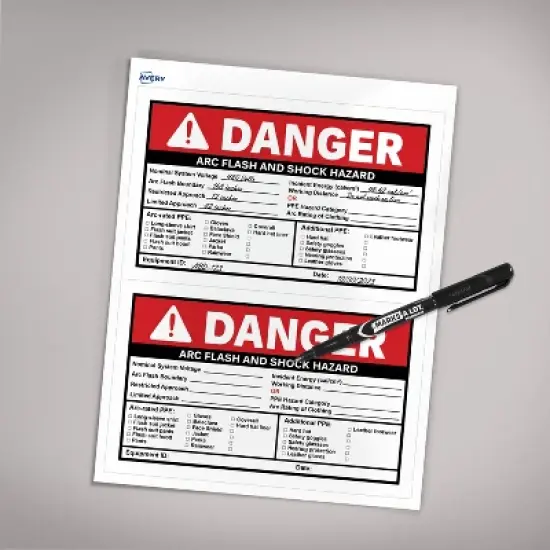 Avery Arc Flash/Shock Danger Labels, Waterproof, UV Resistant, Preprinted, Handwrite-Only, 4.75" x 7.75", 100 Warning Decal Labels image {6}