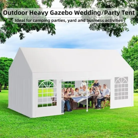 Acekool 13x26 FT Heavy Duty Party Tent with White Roof, Detachable Sidewalls & 3 Storage Bags, Outdoor Wedding and Event Canopy image {3}