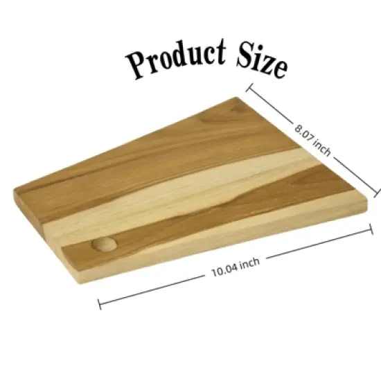 SEVOBAL Serving Platters Handmade Teak Wood Cheese and Bread Board with Asymmetrical Modern Design for Cakes, Appetizers, Brown, 8.07"*10.04"*0.59" image {2}