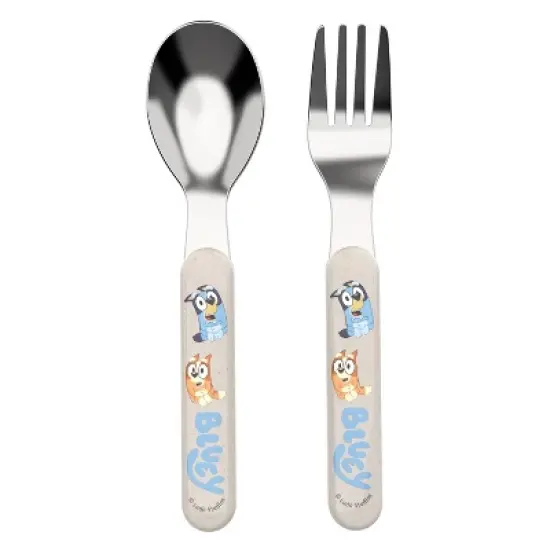 Zak Designs Bluey 2pc Bamboo and Plastic Kids Fork and Spoon Flatware Set: Toddler & Kids Utensils, Dishwasher-Safe image {7}